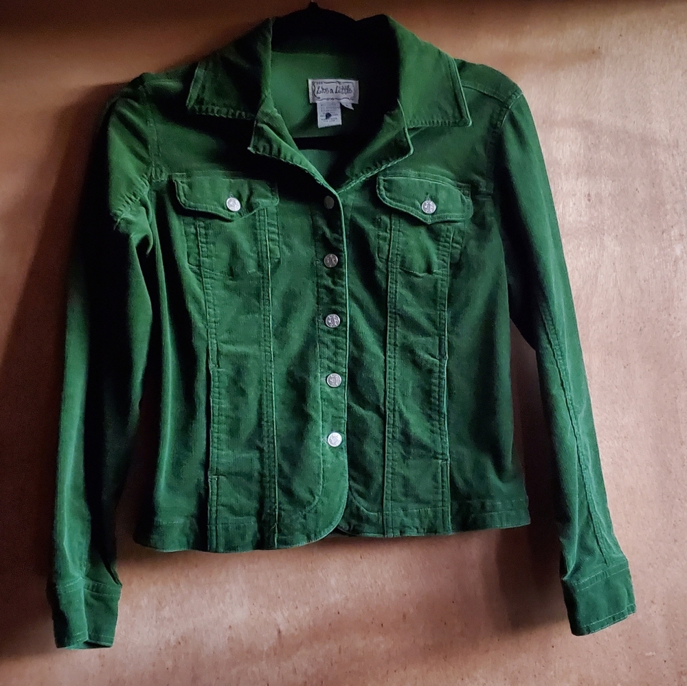 Live A Little Green Corduroy Jacket Womens Size S